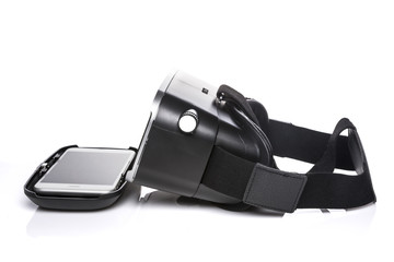 vr glasses with smartphone isolated white