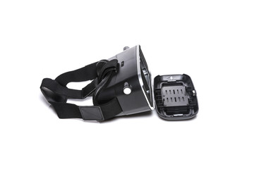 vr glasses with smartphone isolated white