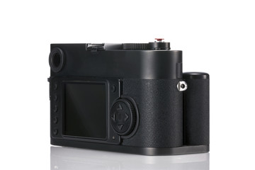 vintage rf camera backside isolated white.