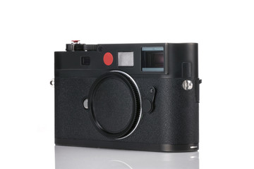 vintage rf camera front side isolated white.