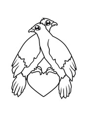 herz 2 freunde team paar liebe verliebt pärchen süß niedlich comic cartoon gesicht rabe sitzend adler falke taube vogel fliegen clipart
