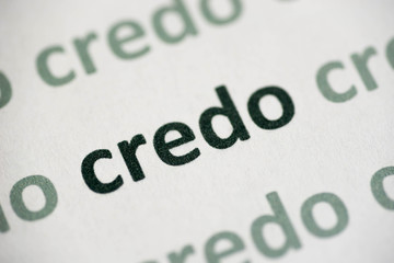 word credo printed on paper macro