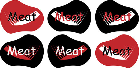 abstract knife with a trace of movement with the inscription meat minimalist logo © kotolmachoff