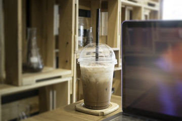 Comfortable work desk with notebook laptop