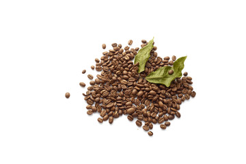 Coffee beans with coffee leaves