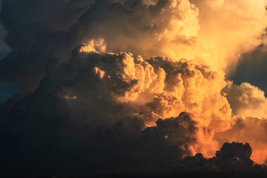 Abstract colorful sunset and clouds in thunderstorm. © NOPPHINAN