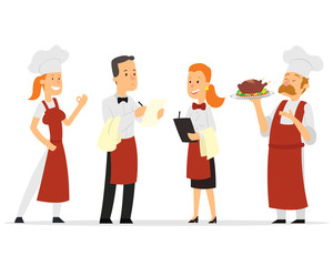 Restaurant staff characters design.