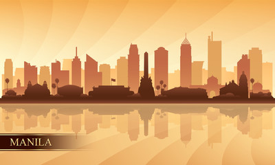 Manila city skyline silhouette background - 217256795