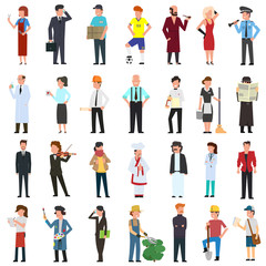 many simple characters of different professions.