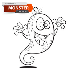 Funny, cute, crazy cartoon monster character. Coloring illustration Vector eps 10