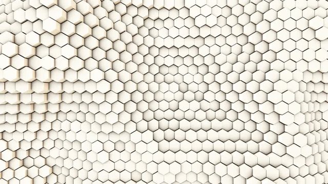 3d wavy hexagons pipes, slow motion abstract background