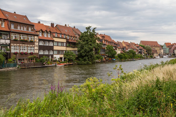 Fototapeta na wymiar Little Venice in Bamberg at the river Regnitz