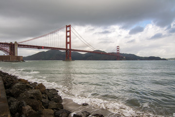 Shoreline with Golden Gate bridge view