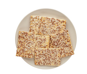 Vegetarian crispy biscuits with sunflower, flax seeds and sesame seeds