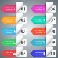 Business Infographics origami style Vector illustration. List of 10 items. 