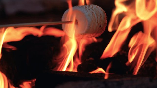 Golden Marshmellow Roasting Low in Fire Coals