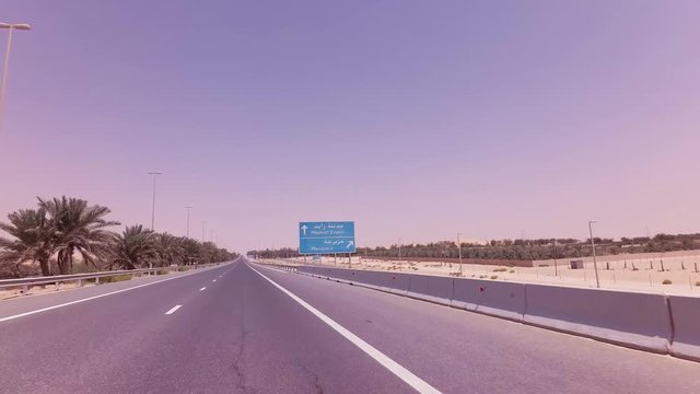 Road from Oasis Liwa to the Abu Dhabi stock footage video
