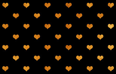 Golden painted hearts pattern.