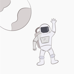 Vector astronaut and Earth