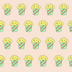 Cupcake pattern on peach background