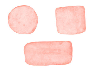 Set of light pink watercolor elements.