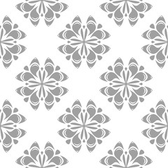 Obraz premium Gray floral seamless pattern on white background