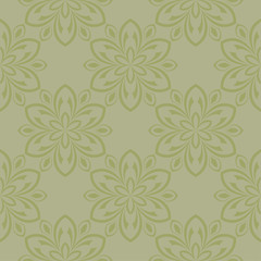 Fototapeta premium Olive green floral seamless pattern