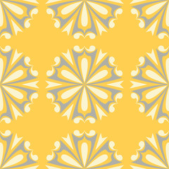 Seamless floral pattern. Bright yellow background with flower designs