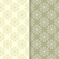 Obraz premium Olive green floral backgrounds. Set of seamless patterns