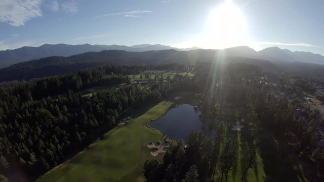 Golfing Aerial Background in Mountain Forest
