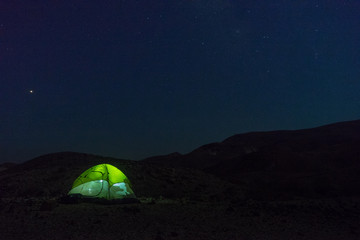 Camping in desert in Israel desert
