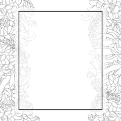 Chrysanthemum Outline Flower Banner Card Border