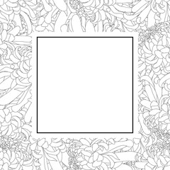 Chrysanthemum Outline Flower Banner Card