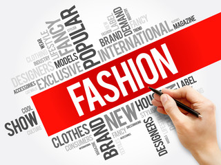 Fashion word cloud collage, concept background