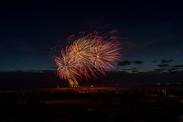 Annual summer fireworks event at Scheveningen beach in Den Haag, The Hague, Netherlands