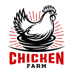 chicken nest farm logo template