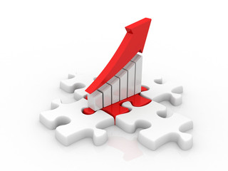 3d illustration puzzle success financial bar chart graph
