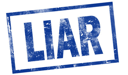 Liar in blue ink stamp