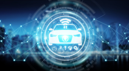 Modern digital smart car interface 3D rendering