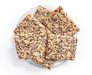 Thin rectangular cookies with seeds