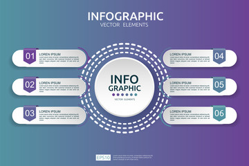 6 steps infographic. timeline design template with 3D paper label. Business concept with options. For content, diagram, flowchart, steps, parts, workflow layout, chart.