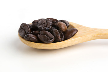 Roasted coffee beans isolated on pure white background for content using.