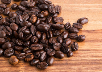 Roasted coffee beans isolated on pure white background for content using.