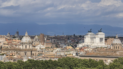 Aerial view of Rome and Castel Sant'Angelo from Gianicolo hill
