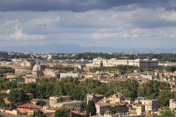 Fototapeta na wymiar Aerial view of Rome and Castel Sant'Angelo from Gianicolo hill