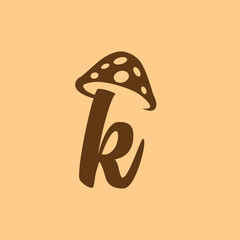 k Letter lowercase mushroom logo icon vector