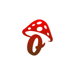 o Letter lowercase mushroom logo icon vector