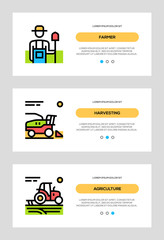 Agriculture And Farming Banners. Farmer, Harvesting Horizontal Cards. Vector Concept For Web Graphics.