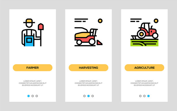 Agriculture And Farming Banners. Farmer, Harvesting Vertical Cards. Vector Concept For Web Graphics.