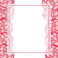 Pink Begonia Flower, Picotee First Love Banner Card Border